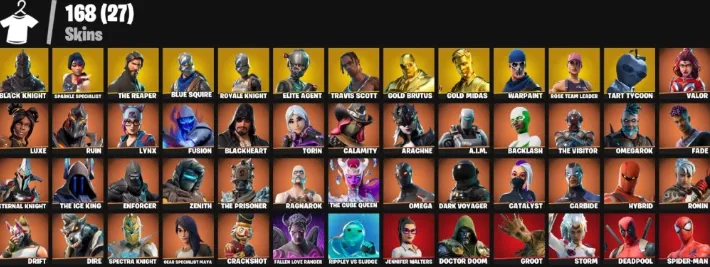 F1306 Black Knight, Travis Scott, İlk Mail, Ömürlük, 168 Skins & 166 Pickaxes (G)